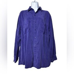 Tianello Colorful Purple Boho Relaxed Button Up Blouse Size Small Tencel Blend